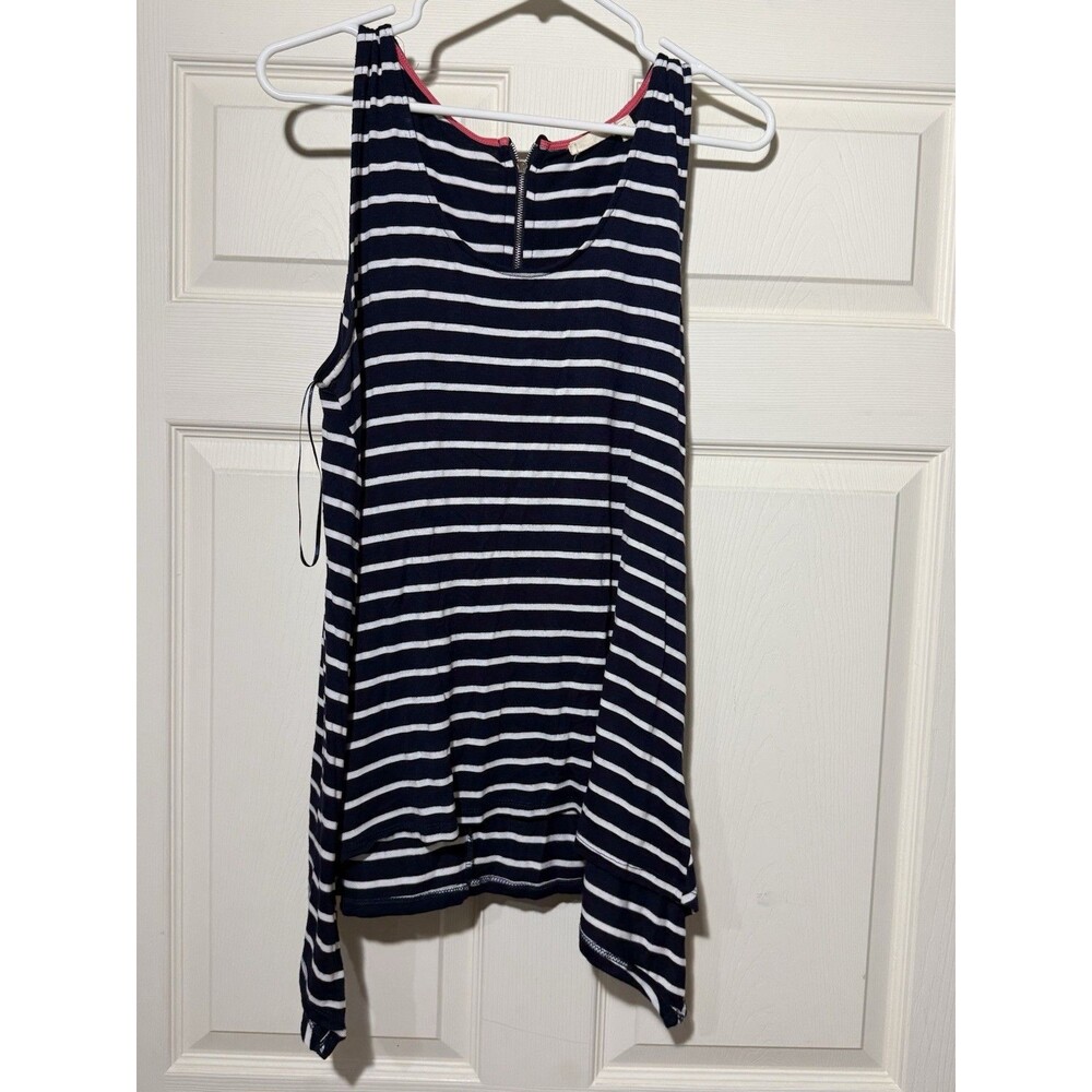 Lucy & Laurel NavyBlueWhite Strip Tunic Vacation Beach Tank XL